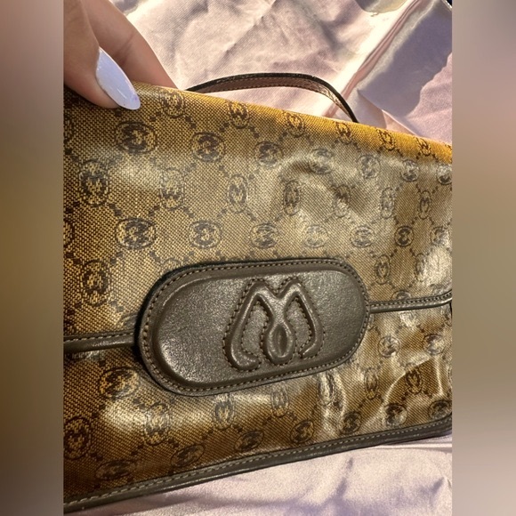 MORABITO Paris Women's Monogram Brown Leather Shoulder Handbag Purse Vintage - Picture 12 of 16